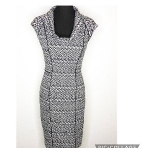 🆕 WHBM black white chevron knit cowl neck dress